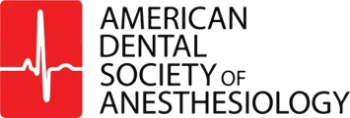 The logo of the American Dental Society of Anesthesiology with a red square featuring a white pulse line next to the organization’s name in black text.